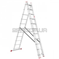 Лестница алюминиевая 3-секционная универсальная раскладная 3 * 11 ступеней 7.33м LT-0311 INTERTOOL