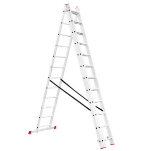 Лестница алюминиевая 3-секционная универсальная раскладная 3 * 12 ступеней 7.89м LT-0312 INTERTOOL