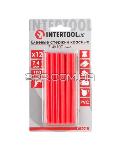 Комплект стержнів клейових червоних 7,4 мм * 100 мм, 12 шт RT-1043 INTERTOOL 