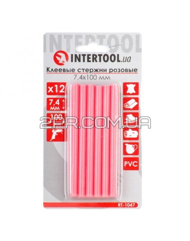Комплект стержнів клейових рожевих 7,4 мм * 100 мм, 12 шт RT-1047 INTERTOOL