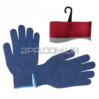 Перчатки трикотажные синтетические 9 "с покрытием PVC, с точкой на ладони (синие) SP-0104 INTERTOOL