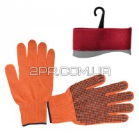 Рукавиці х/б трикотажні з точковим покриттям PVC на долоні (помаранчеві) (ящик 240пар) SP-0131W INTERTOOL
