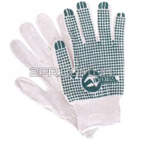 Перчатки хлопчатобумажные и с резиновым вкраплением с одной стороны (ПВХ зеленые) SP-0133 INTERTOOL