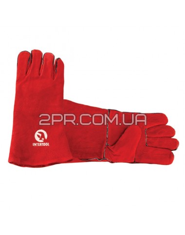 Перчатки замшевые 14" (красные) SP-0156 INTERTOOL