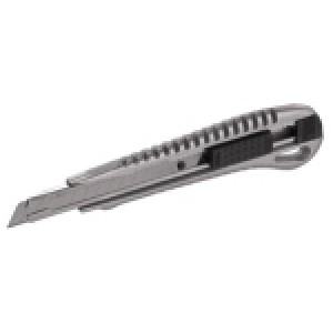 Нож с отломным лезвием плоский корпус металлическая направляющая 9 мм (MN-63-011) (12) [К2] Modeco
