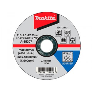 Отрезной диск по металлу 115х2,5 30R, плаский Makita