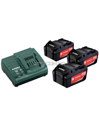 Базовый комплект 2 x 5,2 А-ч 2 аккумуляторные блоки 5,2 А-ч 1 x зарядное устройство ASC 30 - 36 В Metabo