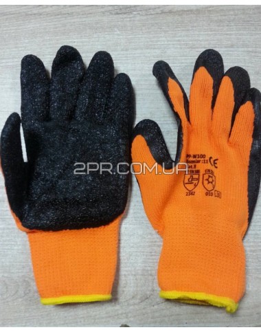 Перчатки трикотажные с латексным покрытием утепленные PP-W100